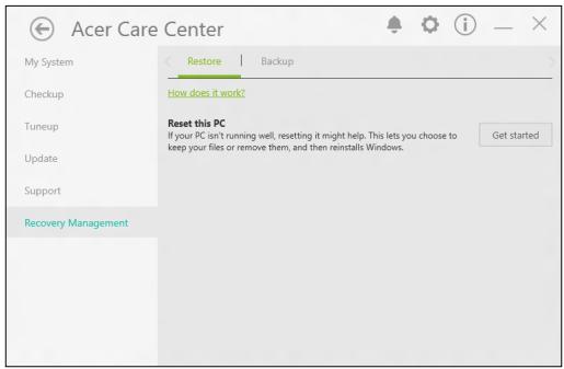 ACER ASPIRE R7-372T - Réinitialiser ce ordinateur et conserver mes fichiers - 1