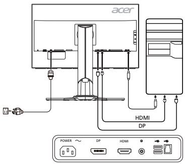 ACER XB271HK - Anschlieben des Monitors an einen Computer - 1