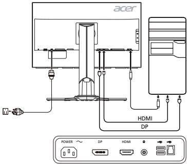 ACER XB271HK - 將顯示器連接至電腦 - 1