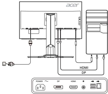 ACER XB271HK - Connecting Your Monitor to a Computer - 1