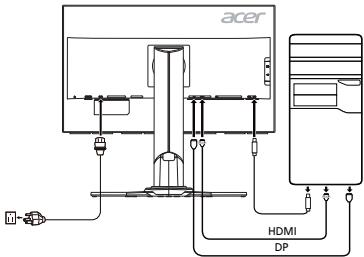 ACER XB271HK - Collegamento del monitor a un computer - 1