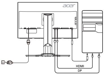 ACER XB271HK - Slik kobler du skjermen til en datamaskin - 1