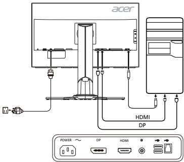 ACER XB271HK - Conectarea monitorului la calculator - 1