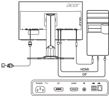 ACER XB271HU - Monitoriaus prijungimas prie kompiuterio - 1