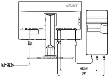 ACER XB271HU - Collegamento del monitor a un computer - 1