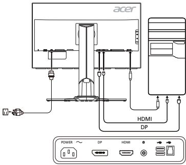 ACER XB271HU - Conexión del monitor a un ordinador - 1