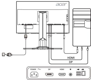 ACER XB271HU - Connecting Your Monitor to a Computer - 1