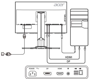 ACER XB271HU - 将显示器连接至电脑 - 1