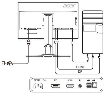 ACER XB271HU - Anschlieben des Monitors an einen Computer - 1