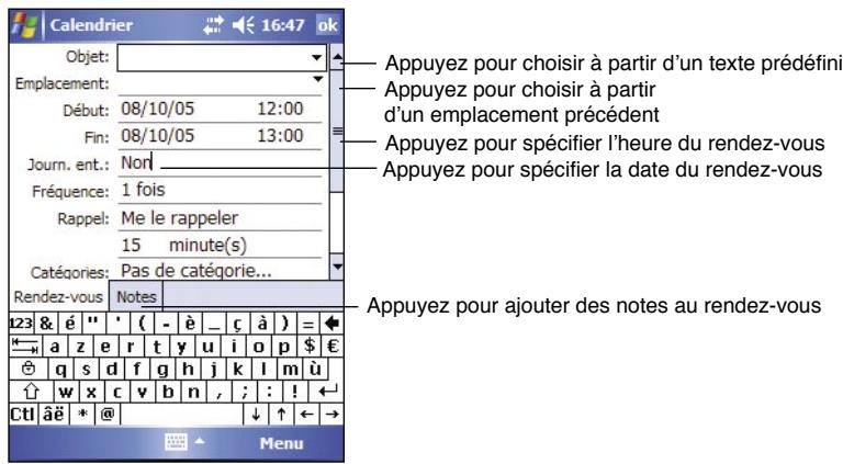 ASUS MYPAL A632 - Pour creer un nouveau rendez-vous: - 1