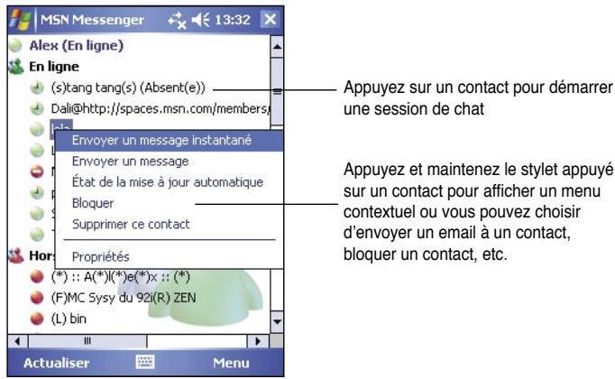 ASUS MYPAL A632 - Contacts MSN Messenger - 1