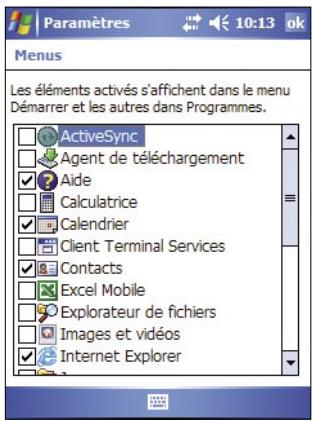 ASUS MYPAL A632 - Pour modifier les éléments du Menu: - 1