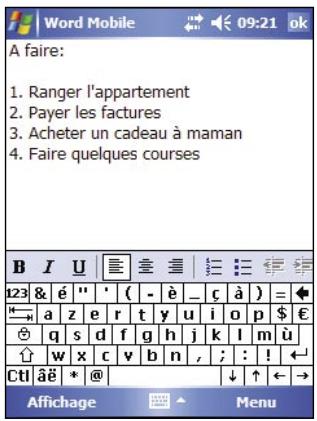 ASUS MYPAL A632 - Pour sauvegarder un document Word Mobile: - 1