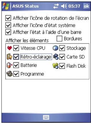 ASUS MYPAL A632 - Pour modifier les paramètres d'ASUS Status: - 1