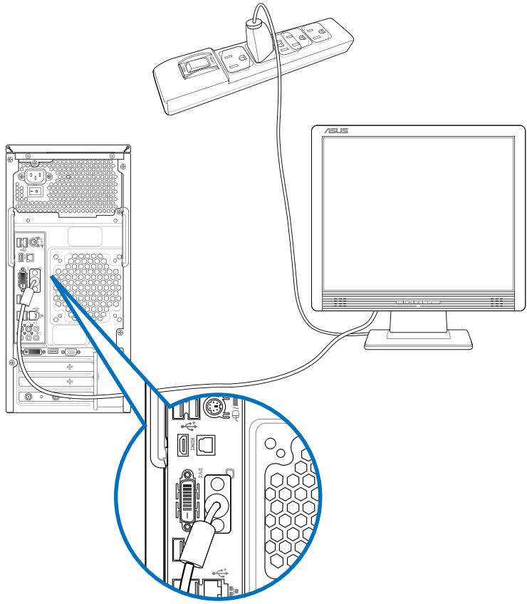 ASUS CM1831 - To connect an external monitor using the onboard display output ports: - 1