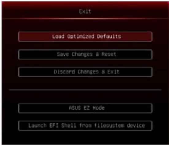 ASUS MAXIMUS IV GENE-Z GEN3 - Menu Exit (Sortie) - 1
