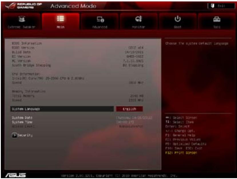 ASUS MAXIMUS IV GENE-Z GEN3 - Menu Main (Principal) - 1