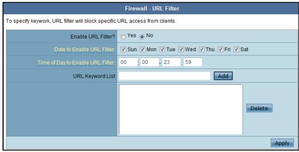 ASUS WL-330N - Filtre URL - 1