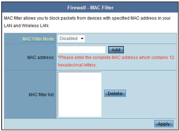 ASUS WL-330N - Filtre MAC - 1