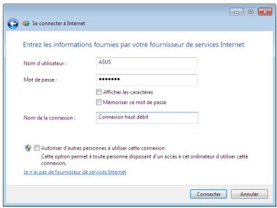 ASUS EEEBOX PC EB1503-B044E - Remplissez les champs Nom d'utilisateur, Mot de passer et Nom de la connexion. Cliquez sur Conneter. - 1