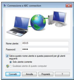ASUS EEEBOX PC EB1503-B044E - Inserire nome utente e password.Premere Connetti per collegarsi a Internet. - 1
