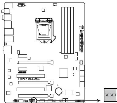 ASUS P8P67 WS REVOLUTION, P8P67 DELUXE - Interrupteur de réinitialisation - 1