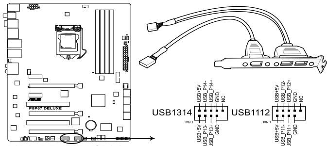 ASUS P8P67 WS REVOLUTION, P8P67 DELUXE - Connecteurs USB 2.0 (10-1 pin USB1112; USB1314) - 1