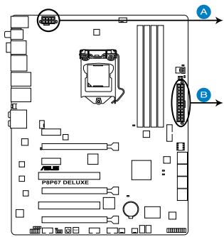 ASUS P8P67 WS REVOLUTION, P8P67 DELUXE - Connecteurs d'alimentation ATX (24-pin EATXPWR; 8-pin EATX12V) - 1