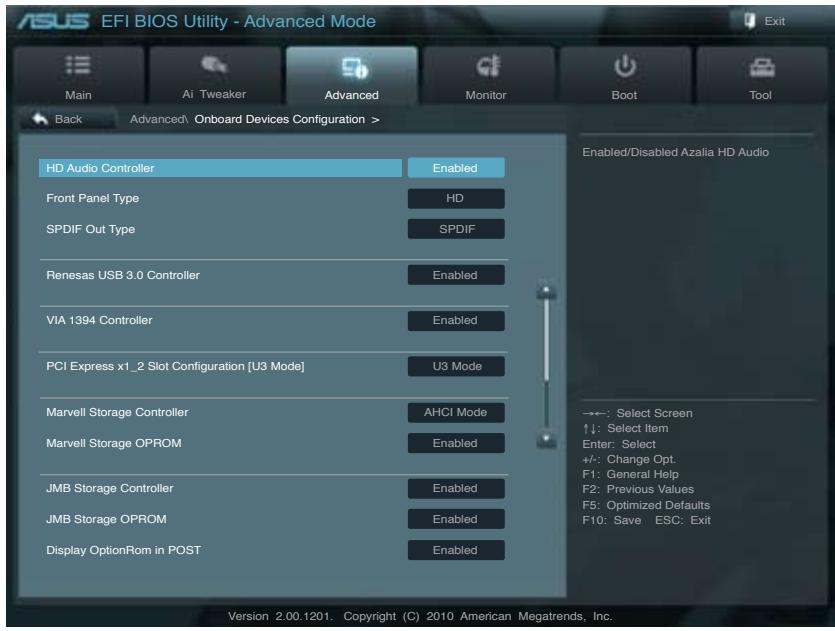 ASUS P8P67 WS REVOLUTION, P8P67 DELUXE - Onboard Devices Configuration (Configuration des périphériques embarqués) - 1
