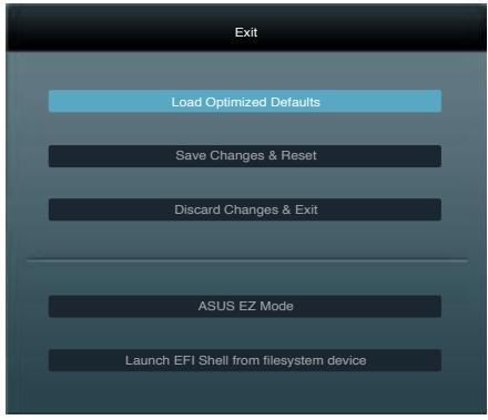 ASUS P8P67 WS REVOLUTION, P8P67 DELUXE - Menu Exit (Sortie) - 1