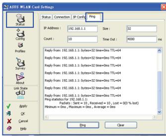 ASUS USB-N10 - Etats - Ping - 1