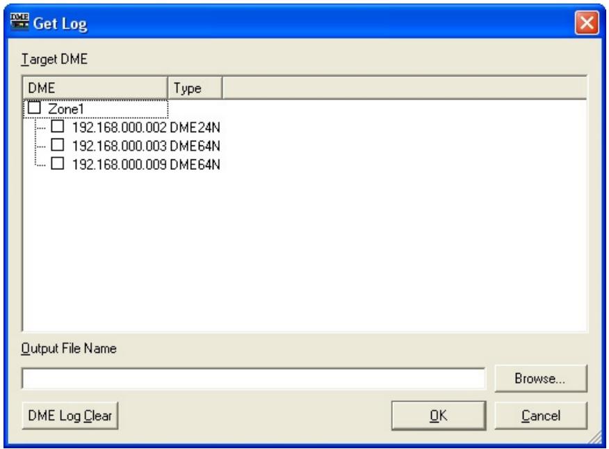 YAMAHA DMEDESIGNER V1.2 - Boîte de dialogue « Get Log » (Obtenir journal) - 1