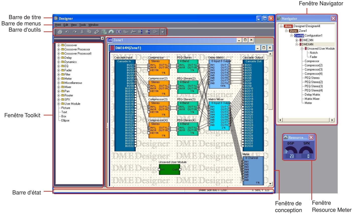 YAMAHA DMEDESIGNER V1.2 - Fenêtre Designer - 1