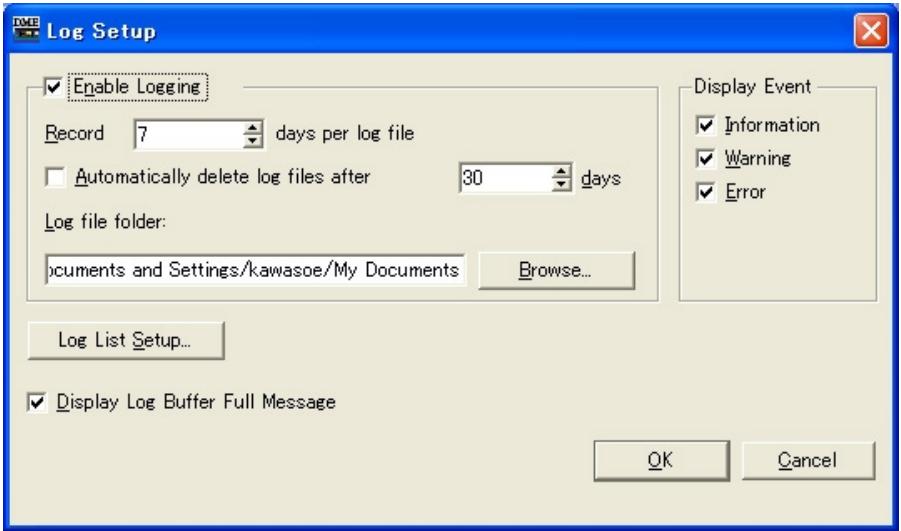 YAMAHA DMEDESIGNER V1.2 - Boîte de dialogue « Log Setup » (Configuration du journal) - 1