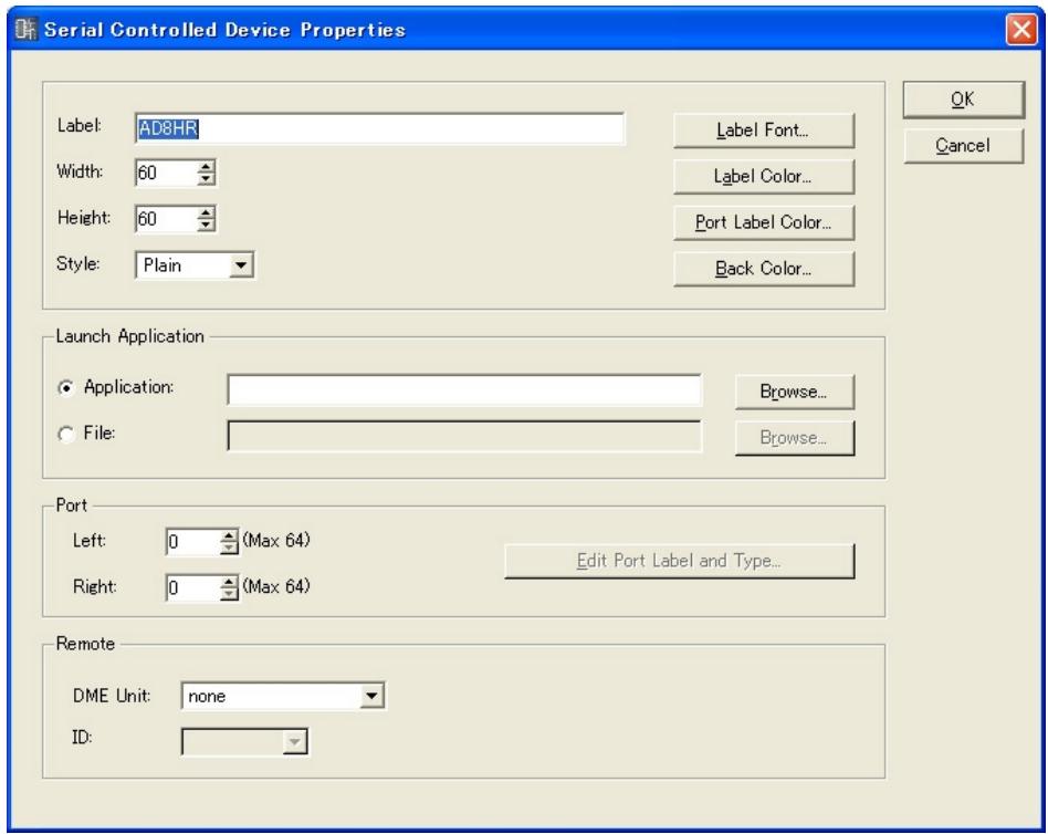 YAMAHA DMEDESIGNER V1.2 - External Device Properties (Boîte de dialogue « Serial Controlled Device Properties » AD824, AD8HR) - 1
