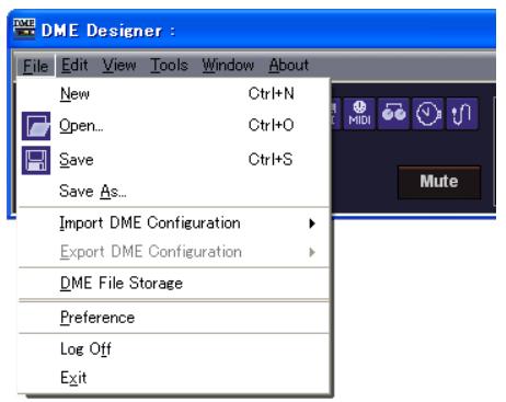 YAMAHA DMEDESIGNER V1.2 - Menu [File] - 1