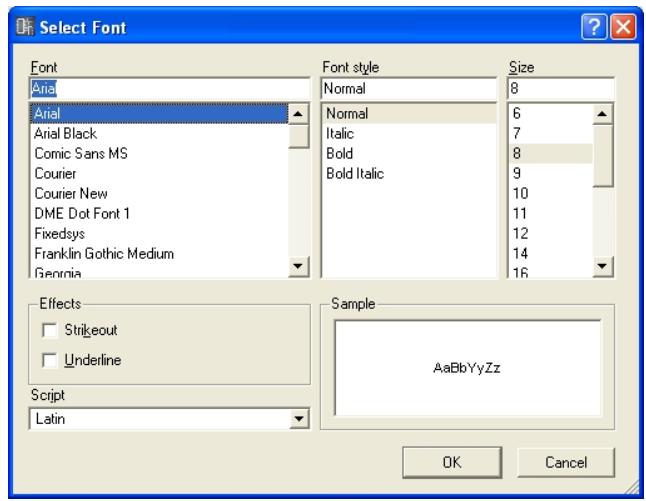 YAMAHA DMEDESIGNER V1.2 - Boîte de dialogue « Select Font » - 1