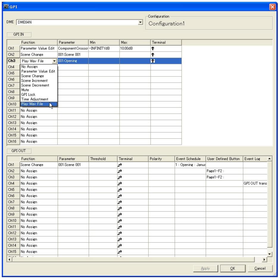 YAMAHA DMEDESIGNER V1.2 - ■ GPI IN (Entrée GPI) - 1