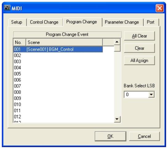 YAMAHA DMEDESIGNER V1.2 - Onglet [Program Change] (Changement de programme) - 1