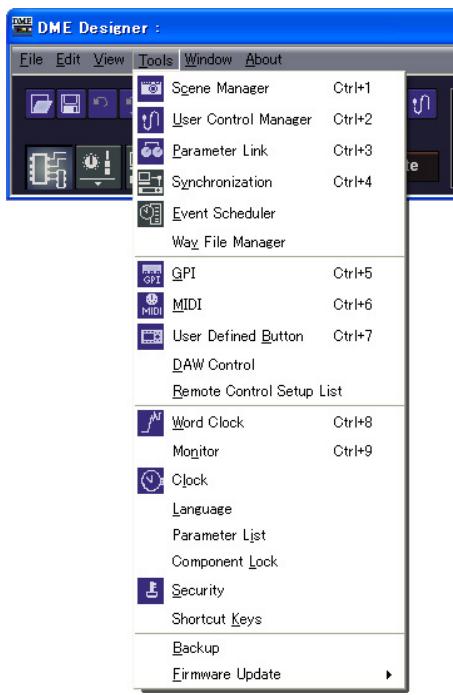 YAMAHA DMEDESIGNER V1.2 - Menu [Tools] - 1