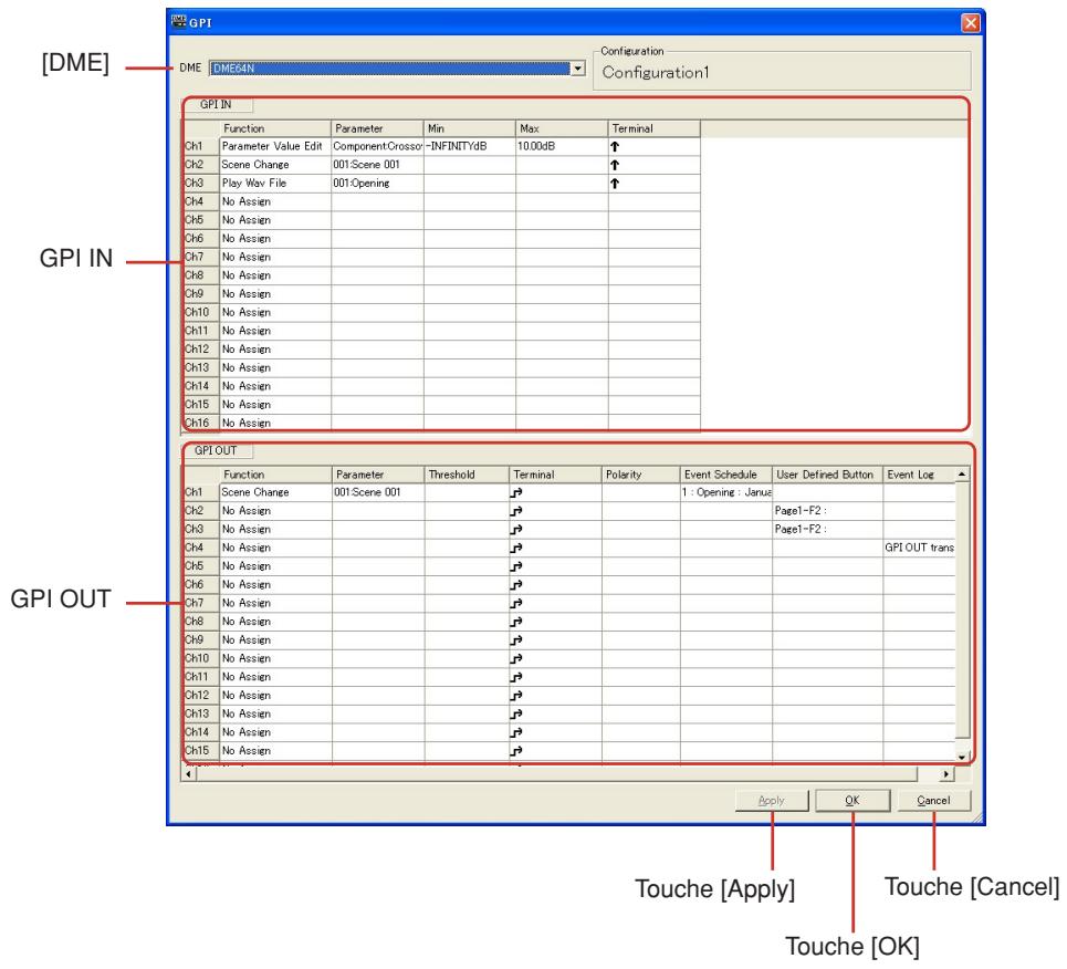 YAMAHA DMEDESIGNER V1.2 - Boîte de dialogue « GPI » - 1
