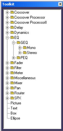 YAMAHA DMEDESIGNER V1.2 - Fenêtre Toolkit (Kit d'outils) - 2