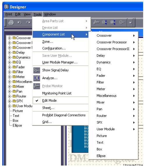 YAMAHA DMEDESIGNER V1.2 - [Component List] (Fenêtre Configuration) - 2