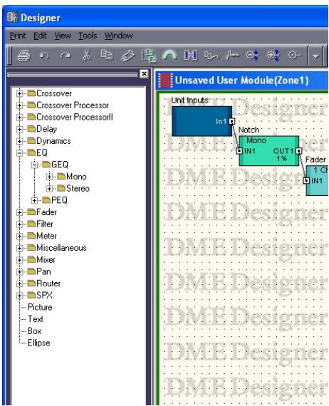 YAMAHA DMEDESIGNER V1.2 - [Component List] (Fenêtre User Module) - 1