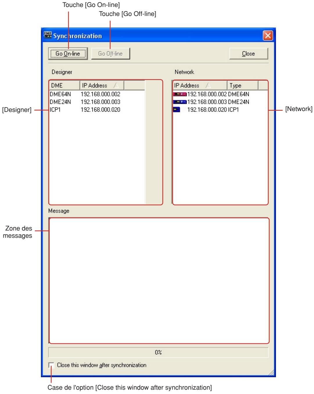 YAMAHA DMEDESIGNER V1.2 - Boîte de dialogue « Synchronization » - 1