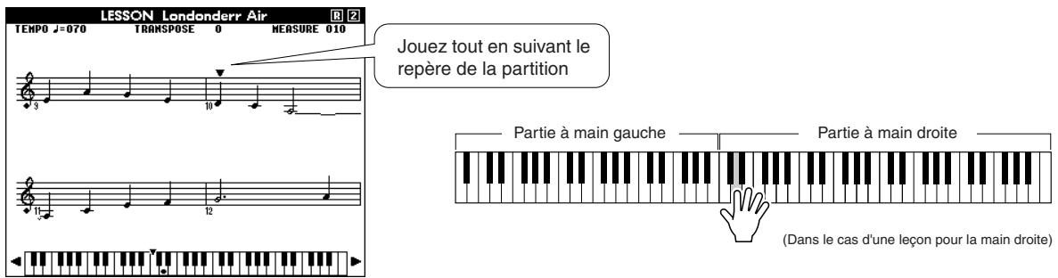 YAMAHA DGX-505-DGX-305 - La reproduction du morceau démarre automatiquement lorsque vous sélectionnez lesson 2. - 1