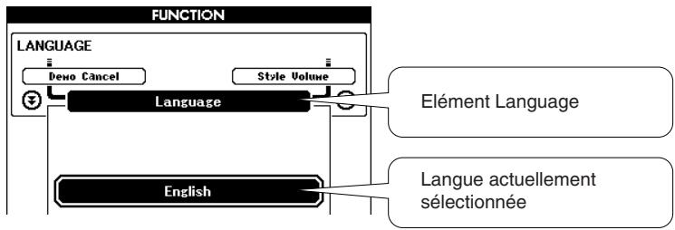 YAMAHA DGX-505-DGX-305 - Appuyez sur une touche category plusieurs fois jusqu'à ce que l'élément « language » (langue) apparaisse. - 2