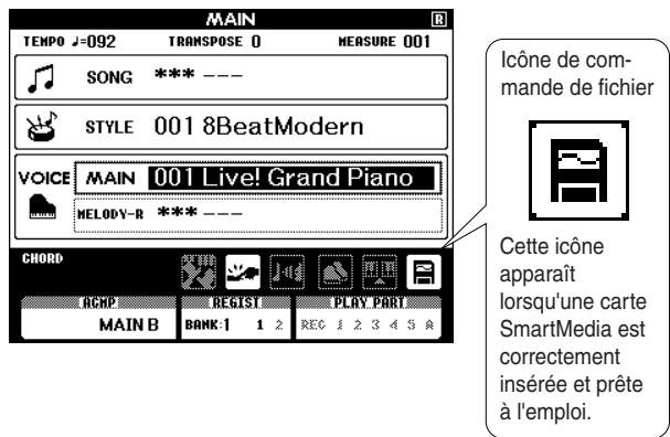 YAMAHA DGX-505-DGX-305 - Vérifie que l'icône de commande de fichier apparait sur l'écran MAIN. - 1