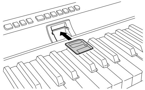 YAMAHA DGX-505-DGX-305 - Insérez une carte smartmedia* dans le logement pour cartes en veillant à l'insérer dans le bon sens. - 1