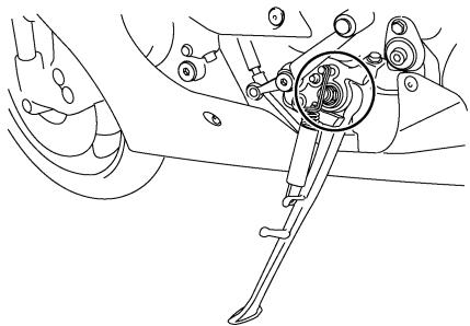 YAMAHA YZF-R6-2009 - Contrôle et lubricification de la béquille latérale - 1